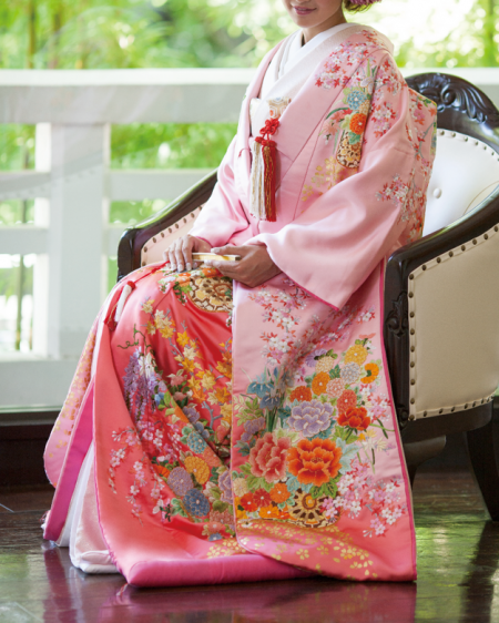 色打掛 ピンクに鶴と華やかな花柄 正絹 | hartwellspremium.com